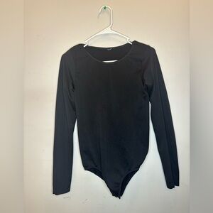 Black Long Sleeve Jumpsuit with Rounded Neckline